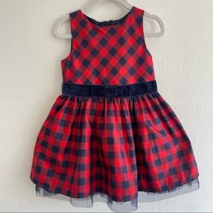 Cat and Jack red and navy plaid baby Christmas dress